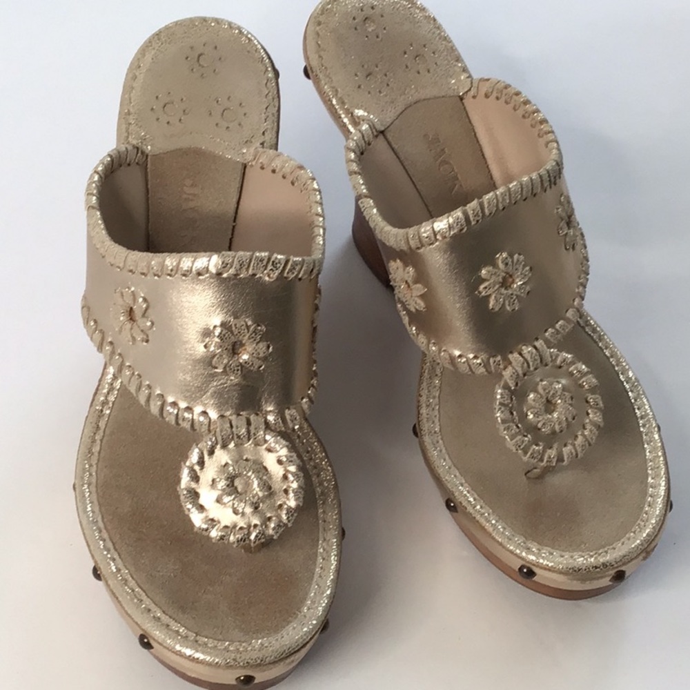 Jack Rogers Gold Platinum Wedge size 6.5 Marbella